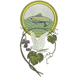 Embroidery Design Divine Grapes And Fish