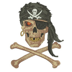 Matriz De Bordado Caveira Pirata 13 Cm