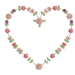 Embroidery Design Heart Floral 15cm