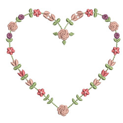 Matriz De Bordado Coração Floral 10cm