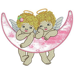 Embroidery Design Angels Applied In The Moon