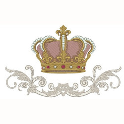 Embroidery Design Damask With Crown 25 Cm
