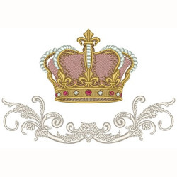 Embroidery Design Damask With Crown 15 Cm