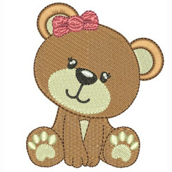Embroidery Design Baby Bear Tie Girl