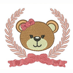 Embroidery Design Frame With Bear Girl 7 Cm