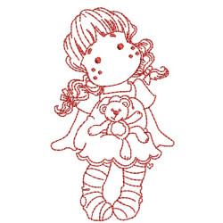 Embroidery Design Girl Redwork 3