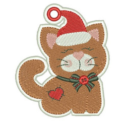 Embroidery Design Christmas Ornament Kitten
