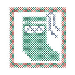 Embroidery Design Point Christmas Stocking Cross