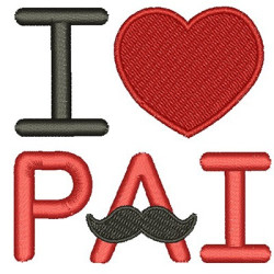 Matriz De Bordado I Love Pai Mustache