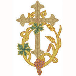Embroidery Design Cross With Grapes 25 Cm