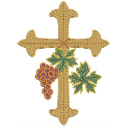 Embroidery Design Cross With Grapes 20 Cm