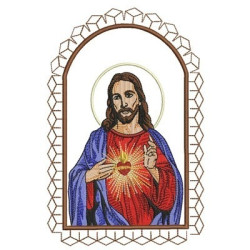 Embroidery Design Sacred Heart Of Jesus Framed