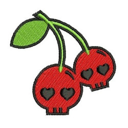 Embroidery Design Skull Cherries