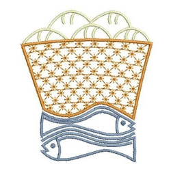 Embroidery Design Basket Of Bread & Fish