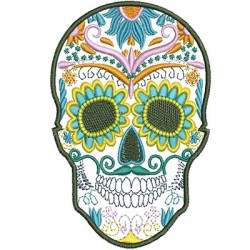 Embroidery Design Skull Mexican 12 Cm