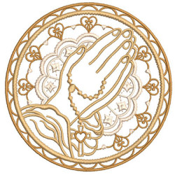 Embroidery Design Medalha Dourada Terço