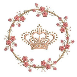 Embroidery Design Floral Frame With Crown 2
