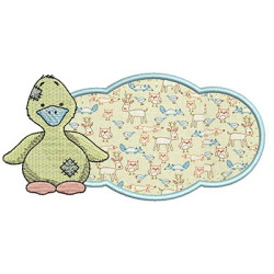 Embroidery Design Duck With Frame Applied