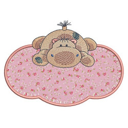 Embroidery Design Hippo And Applied Frame