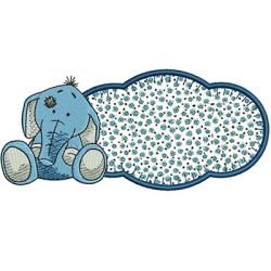 Embroidery Design Elephant In Applied Frame