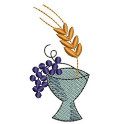 Embroidery Design Chalice Wheat And Small Grapes