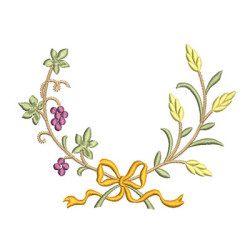 Embroidery Design Wheat And Grape Frame With Tie 2