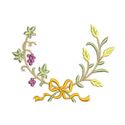 Embroidery Design Wheat And Grape Frame With Tie 3