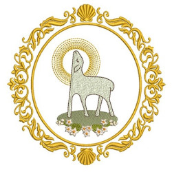 Embroidery Design Lamb In Frame 2