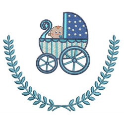 Embroidery Design Baby Cart In Frame