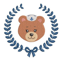 Embroidery Design Bear Female Sailor In Frame