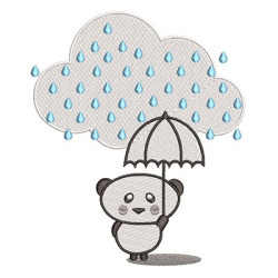 Embroidery Design Panda Rain