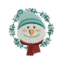 Embroidery Design Snowman On Christmas Frame