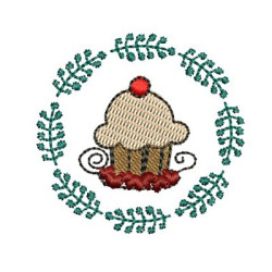 Embroidery Design Cupcake On Christmas Frame