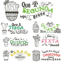 Embroidery Design Package Week Cactus Pt