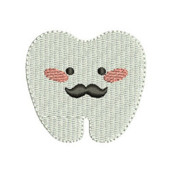 Diseño Para Bordado Tooth Mustache Cute