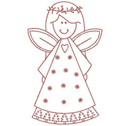 Embroidery Design  Christmas Angel Redwork