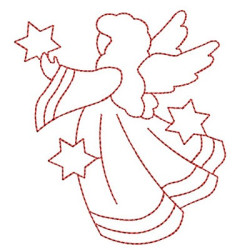 Embroidery Design Angel With Stars Redwork