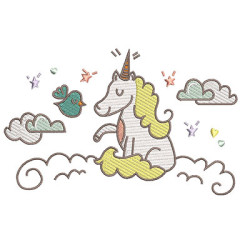 Embroidery Design Unicorn In The Clouds