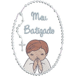 Embroidery Design My Baptism With Rosary For Boy