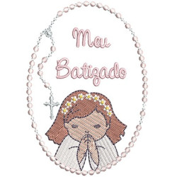 Embroidery Design My Baptism With Rosary For Girl