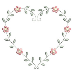 Matriz De Bordado Coração Floral  1