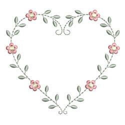 Matriz De Bordado Coração Floral 2