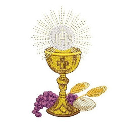 Embroidery Design Chalice  Bread And Grapes And Wheat 10 Cm