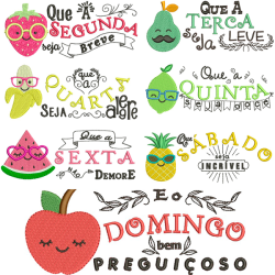 Embroidery Design Cute Portuguese Week Package